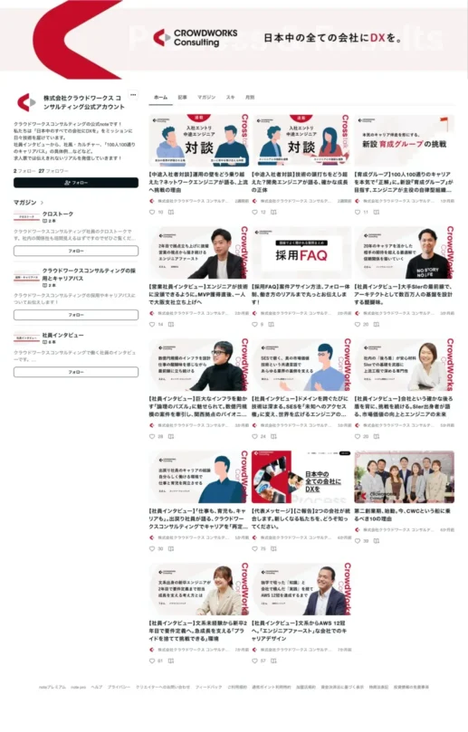 株式会社クラウドワークス コンサルティングのnoteオウンドメディア